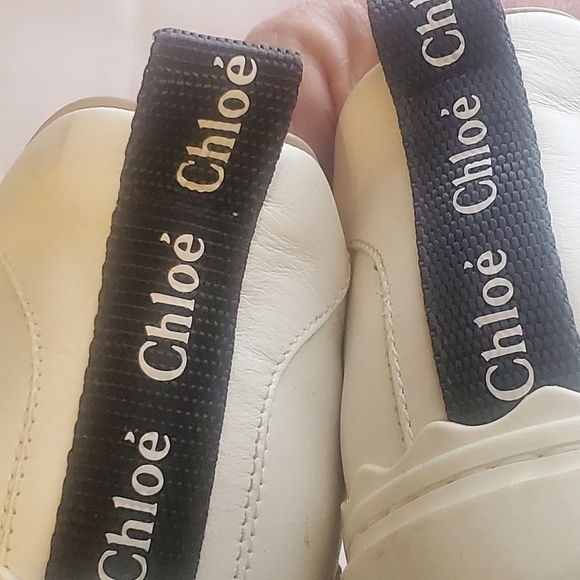 Chloe Lauren Scalloped Slip On White Leather. Platform Trainers Sz 42 womens - Picture 3 of 10